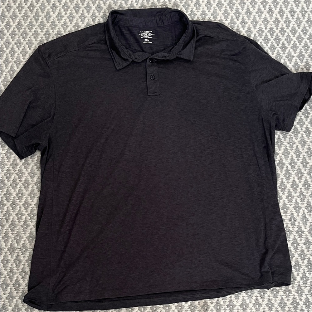 Men's Black Polo Shirt Heathered Dark Grey XXL 2XL